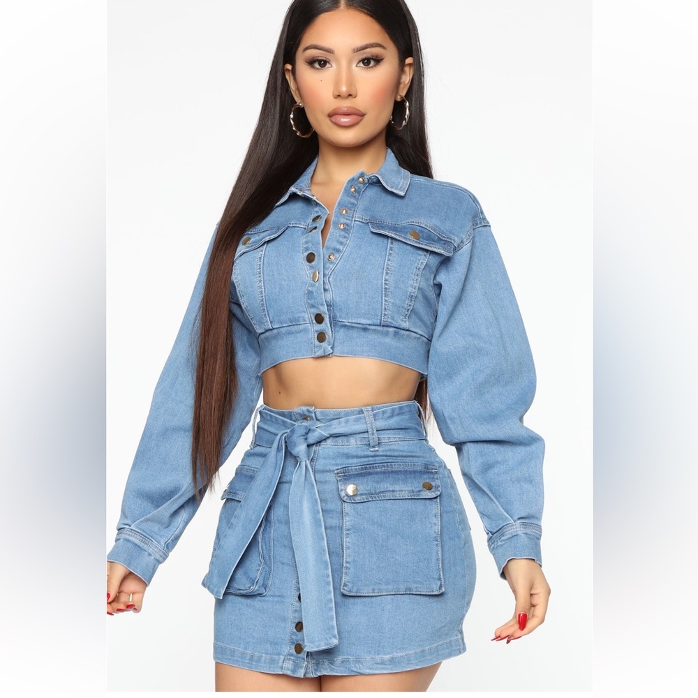 Denim on Denim Matching Skirt Set | Fashion Nova | Small